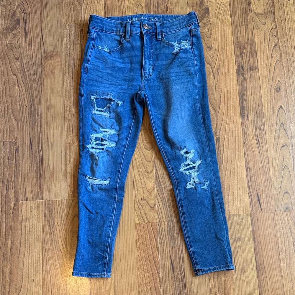 American Eagle Outfitters Distressed High Rise Jeggings Crop size 4S